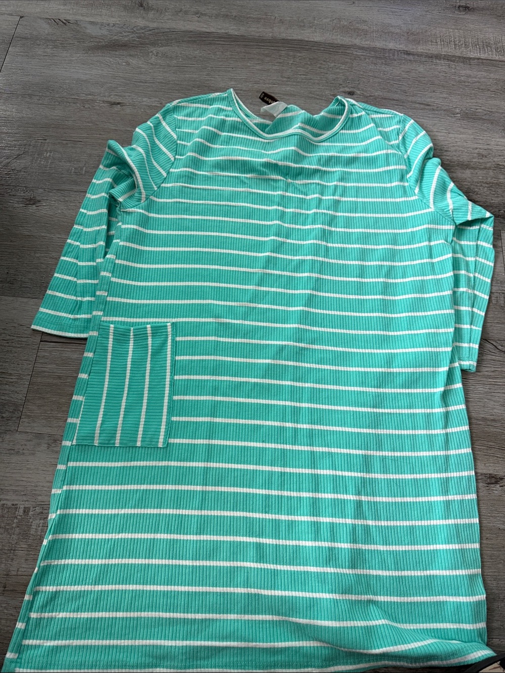 Classic Mint Green Striped Long Sleeve Pocket Dress